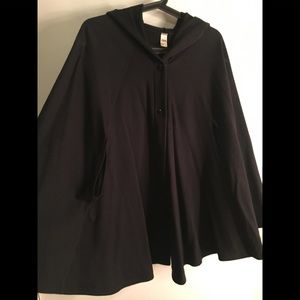 Black hooded Cape Jacket